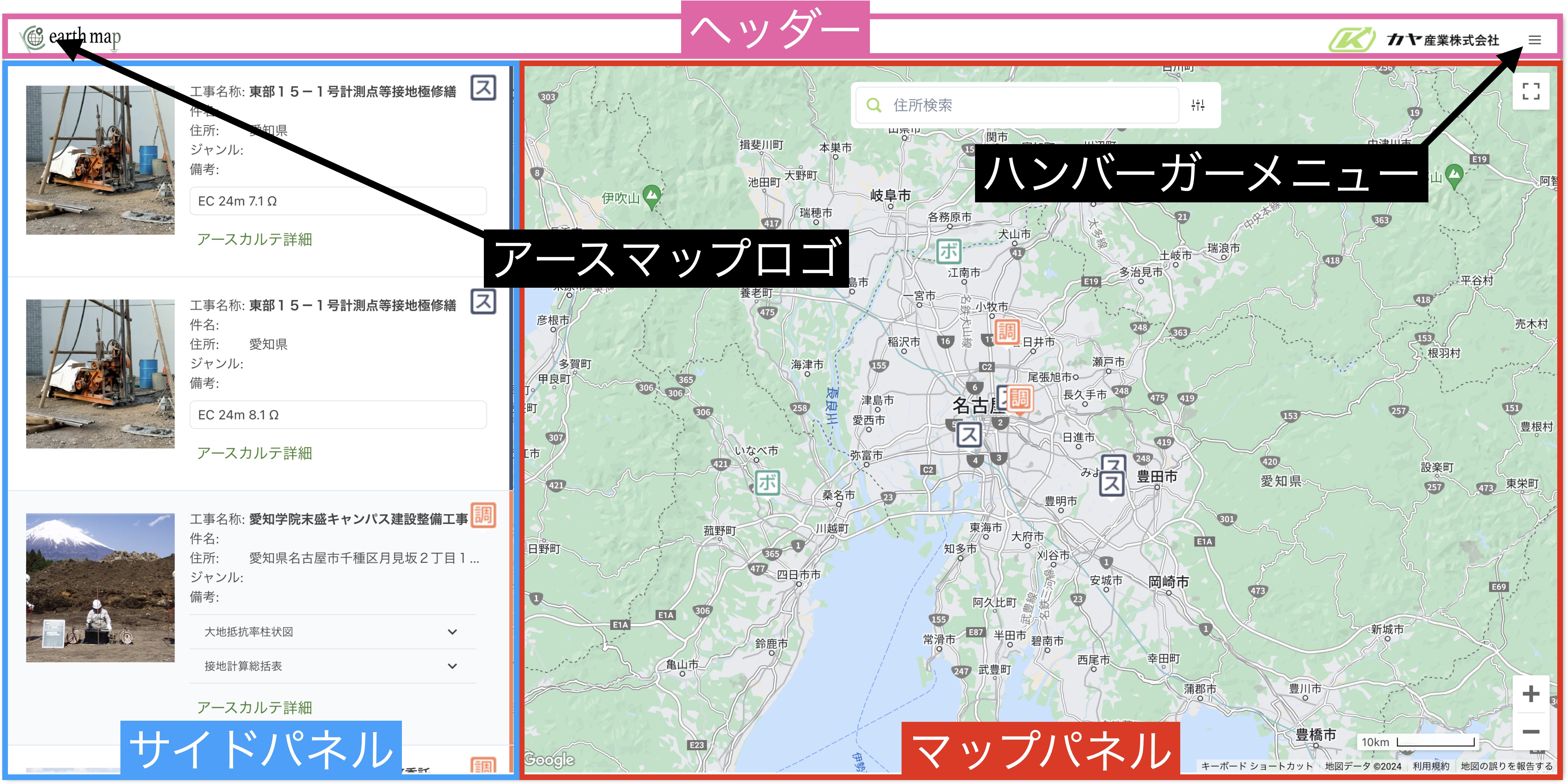ログイン後に表示される「メインページ」